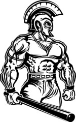 Fototapeta na wymiar muscular spartan baseball team mascot for school, college or league