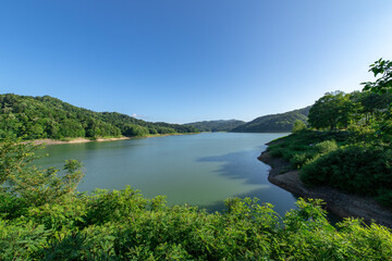北海道　桂沢湖の夏の風景