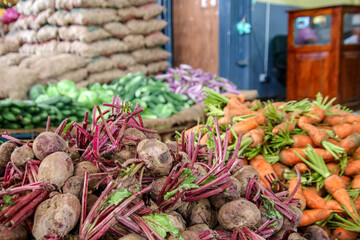 Variety of vegetables for sale at a market in Sri Lanka