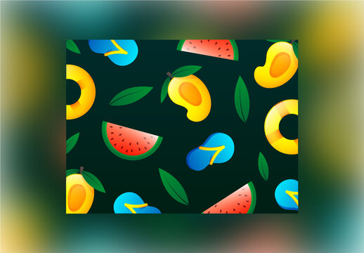 Summer Banner Layout with Elements on Green Background