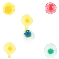 watercolor stains yellow red green blue aquqrelle abstract circles