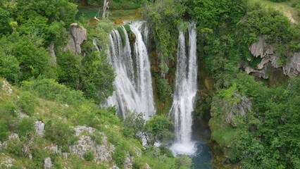 Fototapeta na wymiar Blick auf die Wasserfälle im Nationalpark Krka, Kroatien