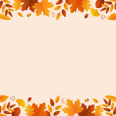 秋の葉っぱとどんぐり背景素材