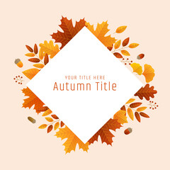 秋の葉っぱとどんぐりタイトル装飾