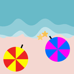 Summer time on beach with beach umbrella