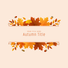 秋の葉っぱとどんぐりタイトル装飾