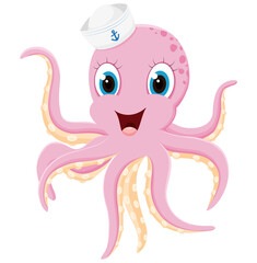 Cute Octopus cartoon , isolated on white background