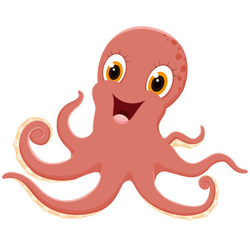 Cute Octopus cartoon , isolated on white background