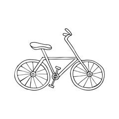 Bicycle doodle icon in vector. Hand drawn bicycle icon in vector