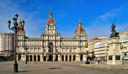 Fototapeta na wymiar The City Hall Building in Coruna, Spain