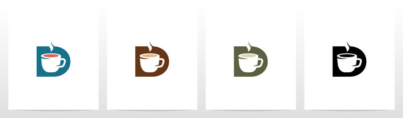 Tea Coffee Cup On Letter Logo Design D