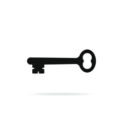 Old door key icon flat design isolated on white background. Vector illustration