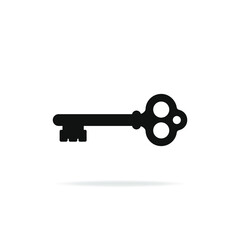 Old door key icon flat design isolated on white background. Vector illustration