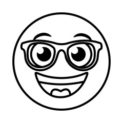 Fototapeta premium emoji face laughing with eyeglasses line style icon