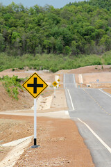 Beautiful local asphalt road way in Mae Moh district, Lampang Province, Northern Thailand.