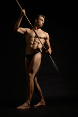 Young warrior holding spear.