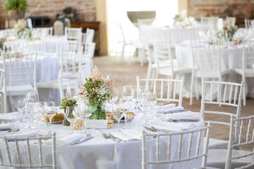 table set up for dinner, elegant and white