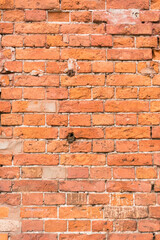 brick red wall texture. background of a old brick house.