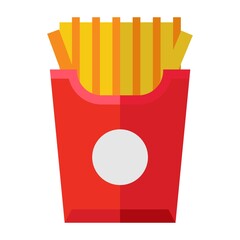 French Fries Flat Icon Vector Illustration Fast Food Element