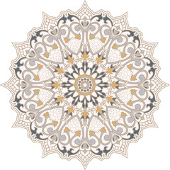 Floral hand drawn Mandala. Turkish motif. Round colorful floral ornament in traditional Oriental pattern. Isolated decorative element for card design, t-shirt print, ceramic tile. - 366782288