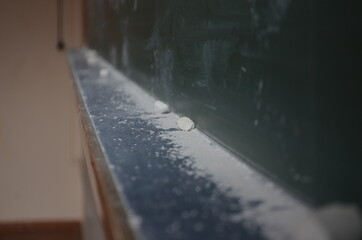 chalk on blackboard with classroom