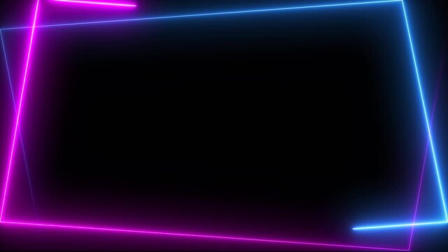 Abstract frame seamless background blue purple spectrum looped animation fluorescent ultraviolet light glowing neon, web neon box pattern LED screens projection technology.