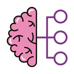 brain human with infographic line and fill style icon