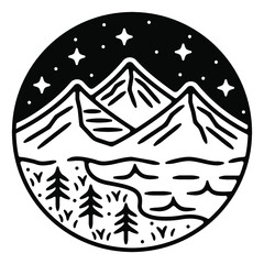 monoline vintage outdoor badge design