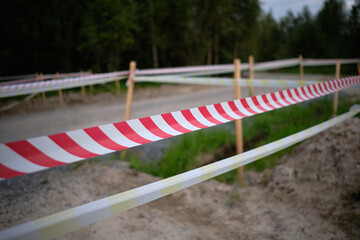 Protective tape on the construction site