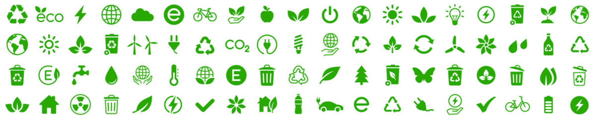 Ecology icons set. Nature icon. Eco green icons. Vector - obrazy, fototapety, plakaty