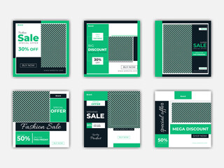 Social media post design vector templte bundle for discount or big sale promotion,