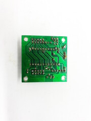 Industrial Electronic Printed Circuit Board with Data Sensors Application in White Isolated background