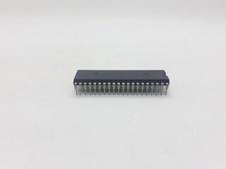 Various Industrial Electronic Integrated Circuit in White Isolated Background