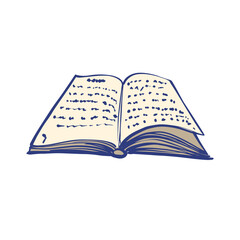 Color illustration of an open book. Stock Vector illustration on a white isolated background. For a logo, for icons in social networks.