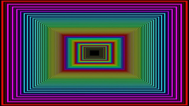 3d abstract geometric endless move background, loop animation motion rainbow