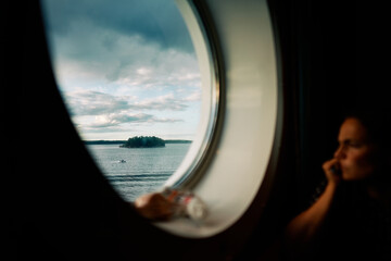 A view from a cabin in a ferry between Stockholm and Turku. 