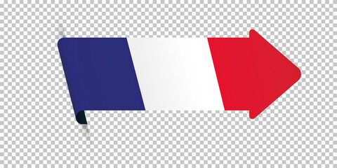 arrow bookmark banner with France flag on transparent background
