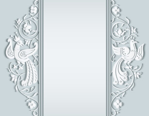 Vector nature and birds vintage border.