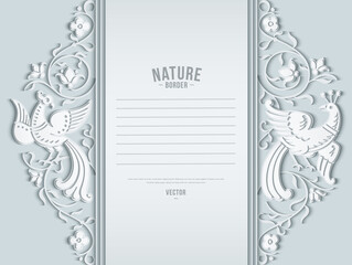 Vector nature and birds vintage border.