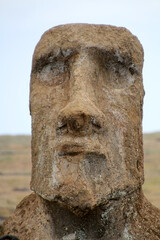 Fototapeta premium Moai head at Rano Raraku - the Moai factory on Easter Island, Rapa Nui 