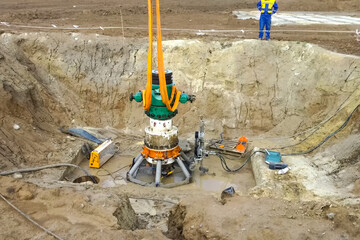 Demolition of oil well equipment. old liquidated well.