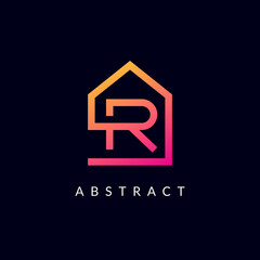 Obraz premium R letter for real estate company logo - icon and monogram by R for home sign property, construction, corporate template. 