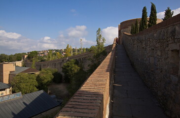 Fototapeta na wymiar City Wall in Girona, Catalonia, Spain, Europe 