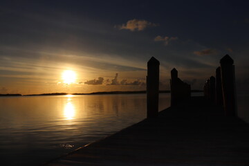 sunset over the pier