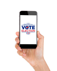 Vote on election day red, white and blue with stars circular phone