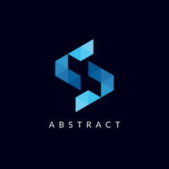 blue color creative modern abstract S letter mark vector for technology and corporate identity
