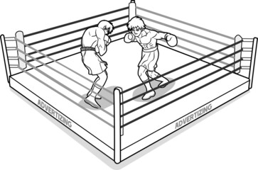 The fighter punching the left hook to the opponent on the canvas ring-01