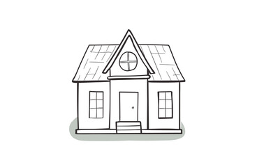Doodle house, cartoon scribble style vector illustration.