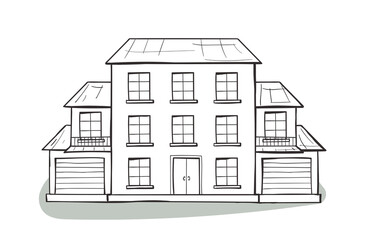 Doodle house, cartoon scribble style vector illustration.