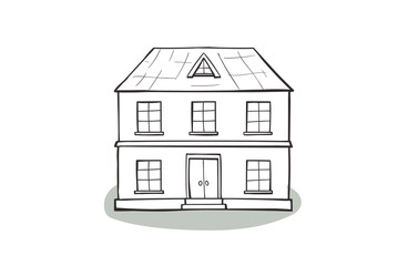 Doodle house, cartoon scribble style vector illustration.